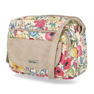 MultiSac Bonne Crossbody Bag Vegan Leather Soft Neutral Tone Floral Multi Sac